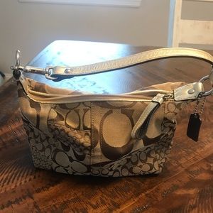 Coach Makeup Bag Brown and Gold